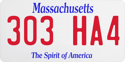 MA license plate 303HA4