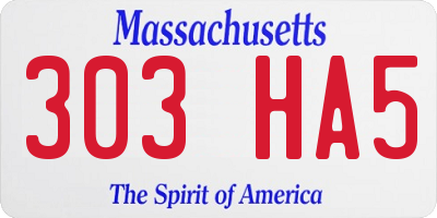 MA license plate 303HA5