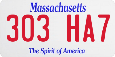 MA license plate 303HA7