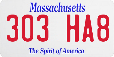 MA license plate 303HA8