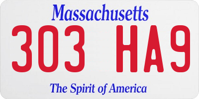 MA license plate 303HA9
