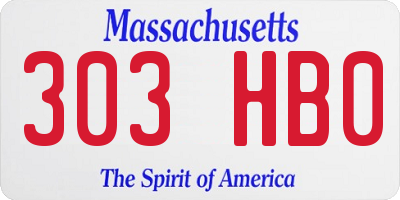 MA license plate 303HB0