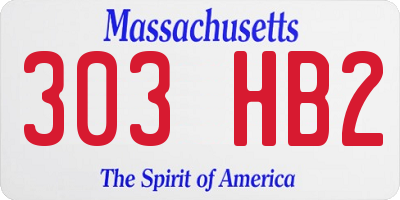 MA license plate 303HB2