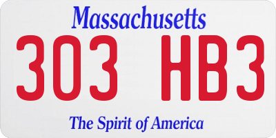 MA license plate 303HB3