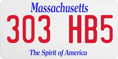 MA license plate 303HB5