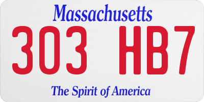MA license plate 303HB7