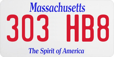 MA license plate 303HB8