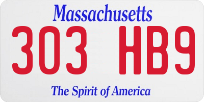 MA license plate 303HB9