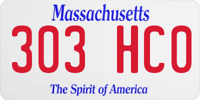 MA license plate 303HC0