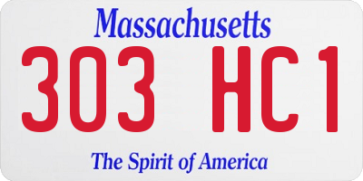 MA license plate 303HC1