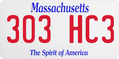 MA license plate 303HC3
