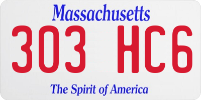 MA license plate 303HC6