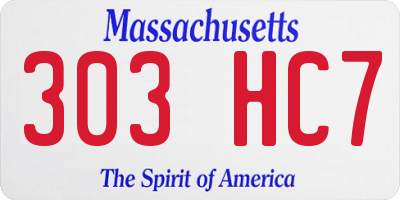 MA license plate 303HC7