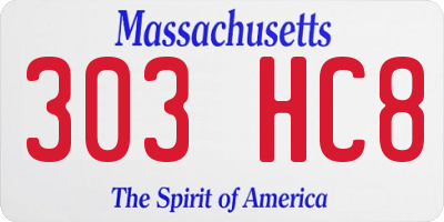 MA license plate 303HC8