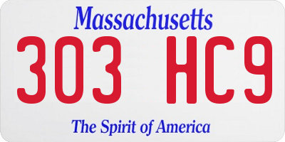 MA license plate 303HC9