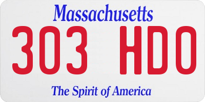 MA license plate 303HD0