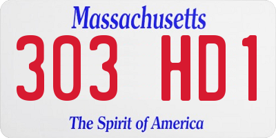 MA license plate 303HD1