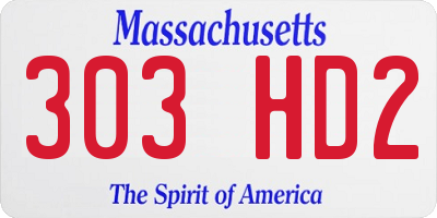 MA license plate 303HD2