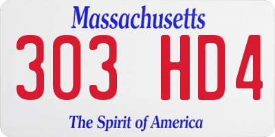 MA license plate 303HD4