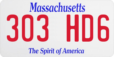 MA license plate 303HD6