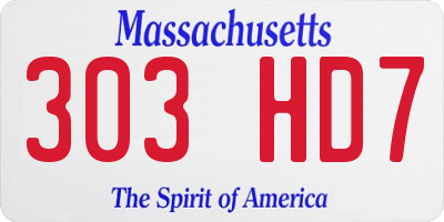 MA license plate 303HD7
