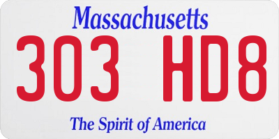 MA license plate 303HD8