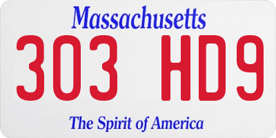 MA license plate 303HD9