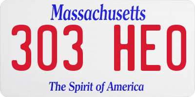 MA license plate 303HE0