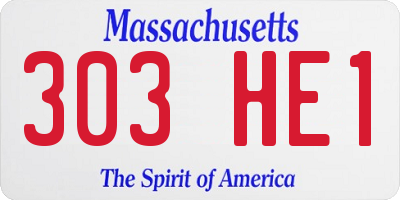 MA license plate 303HE1