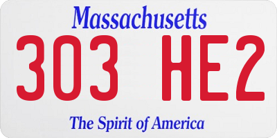 MA license plate 303HE2