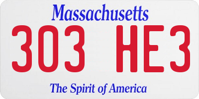 MA license plate 303HE3