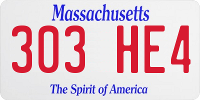 MA license plate 303HE4