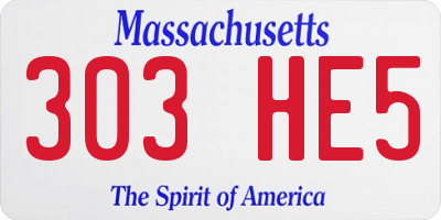 MA license plate 303HE5