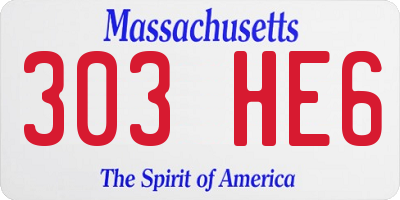 MA license plate 303HE6