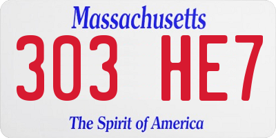 MA license plate 303HE7