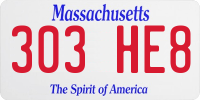 MA license plate 303HE8