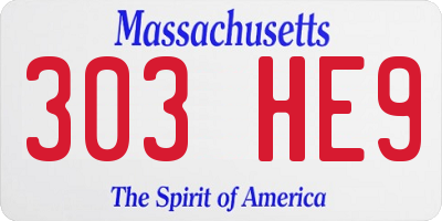 MA license plate 303HE9