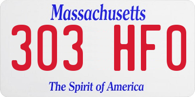 MA license plate 303HF0
