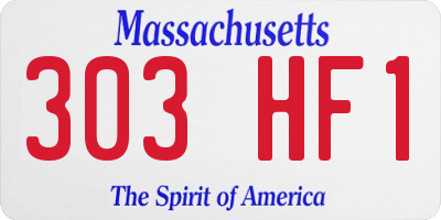 MA license plate 303HF1