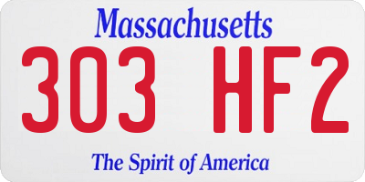 MA license plate 303HF2