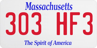 MA license plate 303HF3