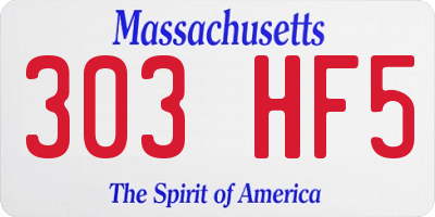 MA license plate 303HF5