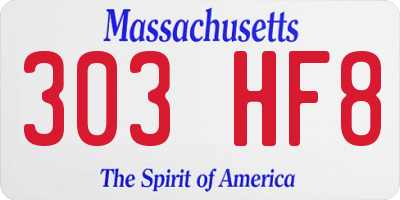 MA license plate 303HF8