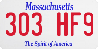 MA license plate 303HF9