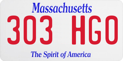 MA license plate 303HG0