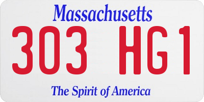 MA license plate 303HG1