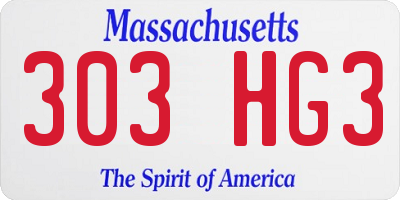 MA license plate 303HG3