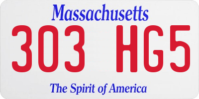 MA license plate 303HG5