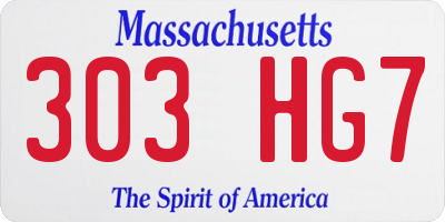 MA license plate 303HG7