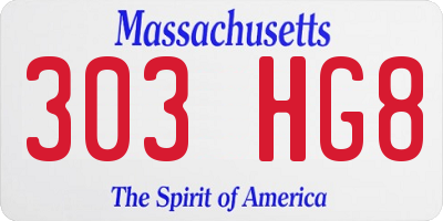 MA license plate 303HG8